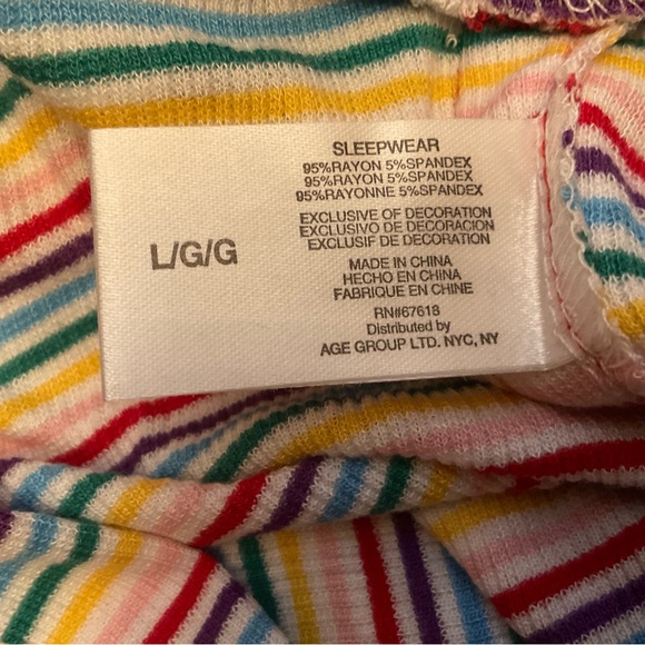 PJ Couture Women’s Rainbow Striped Sleepwear Set Size Large New With Tags - Picture 15 of 16